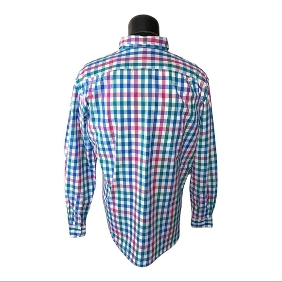 OLD Navy Plaid Casual Button Down Shirt Long Sleeve Men's XXL Cotton Blue White - Picture 4 of 12